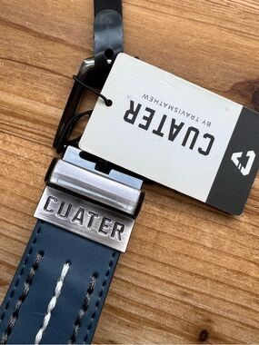 NWT Cuater Blue Leather Belt with Contrast Stitching